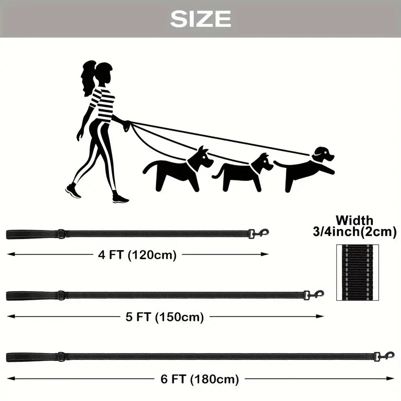 Reflective Nylon Dog Leash with Padded Handle – Durable, Comfortable, & Safe for Everyday Walks