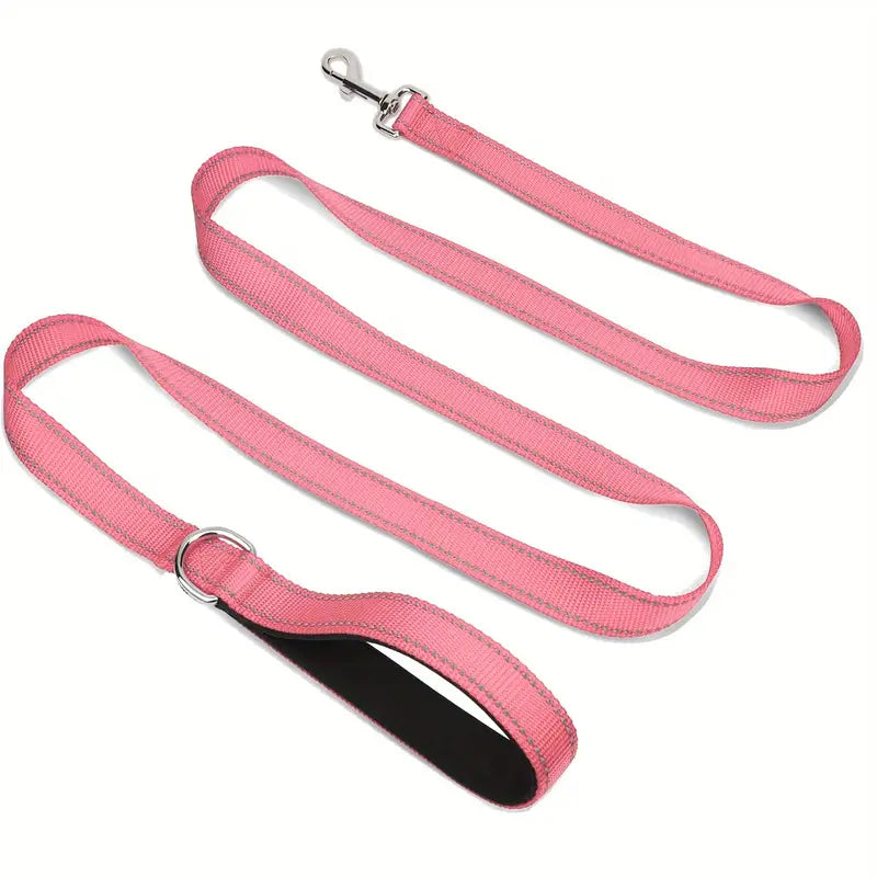 Reflective Nylon Dog Leash with Padded Handle – Durable, Comfortable, & Safe for Everyday Walks