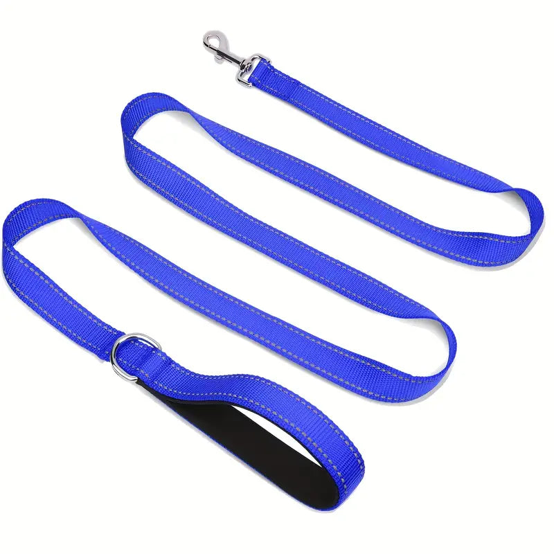 Reflective Nylon Dog Leash with Padded Handle – Durable, Comfortable, & Safe for Everyday Walks