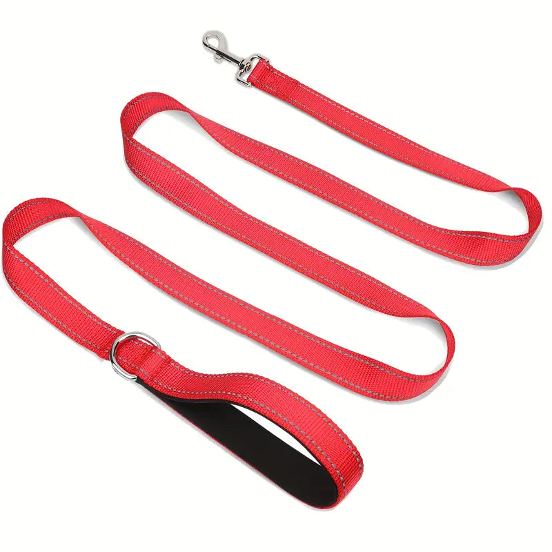 Reflective Nylon Dog Leash with Padded Handle – Durable, Comfortable, & Safe for Everyday Walks