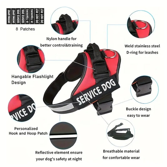 Dog Vest with Patches – No Pull, Reflective, Adjustable Fit