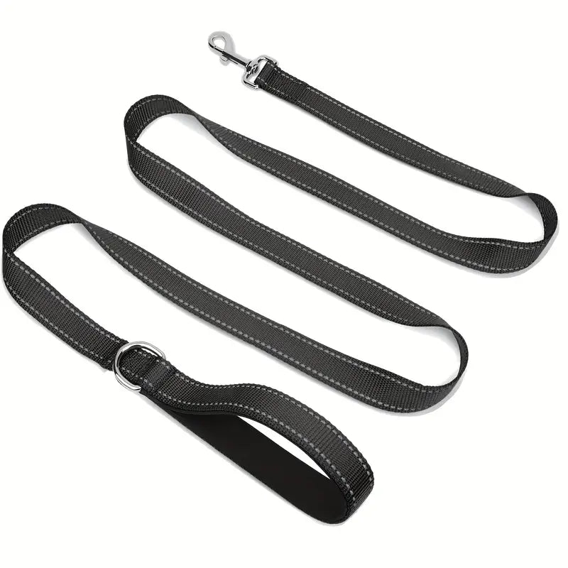 Reflective Nylon Dog Leash with Padded Handle – Durable, Comfortable, & Safe for Everyday Walks