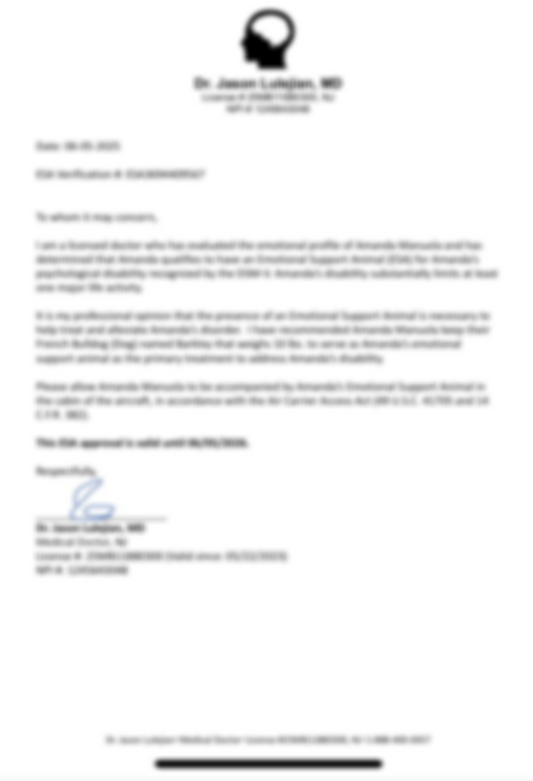 ESA Letter & ESA ID Card